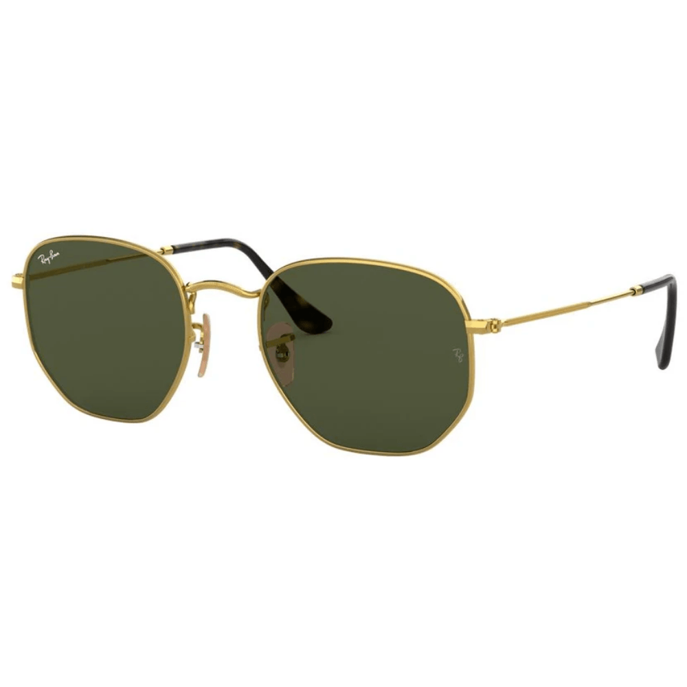 Oculos-de-Sol-Ray-Ban-Hexagonal-Flat-3548-NL-001-dourado-com-lentes-verdes